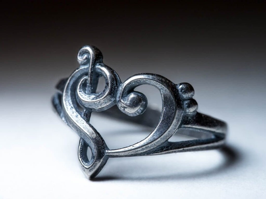 Music Heart Jewelry Ring. Musician Gift. Treble Clef Jewelry. Music Fan ...