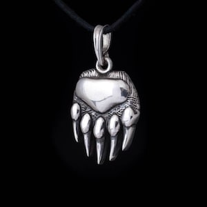 Ciondolo gioielli animali zampa d&#39;orso. Zampa di bestia animale. Ciondolo con zampa artigliata. Amuleto dell&#39;orso della natura selvaggia. Talismano di madre natura. Artiglio