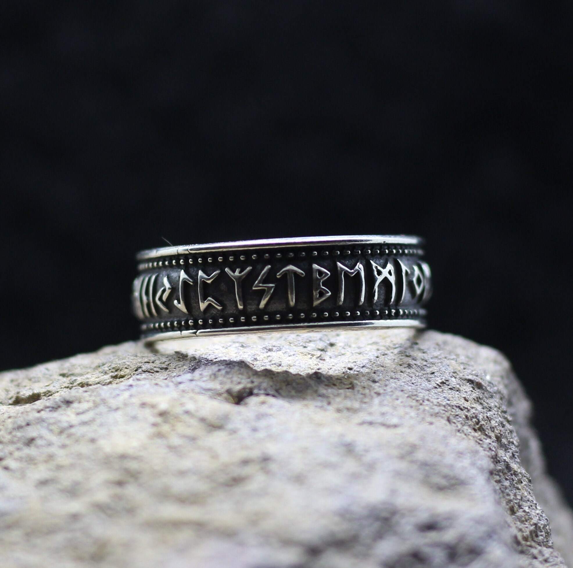 Elder Futhark Viking Alphabet Nordic Runes Ring. Scandinavian Runes ...
