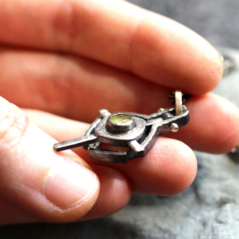 Gothic Kinematic (movable) Jewelry Cross With Green Sparkle Sphene ...