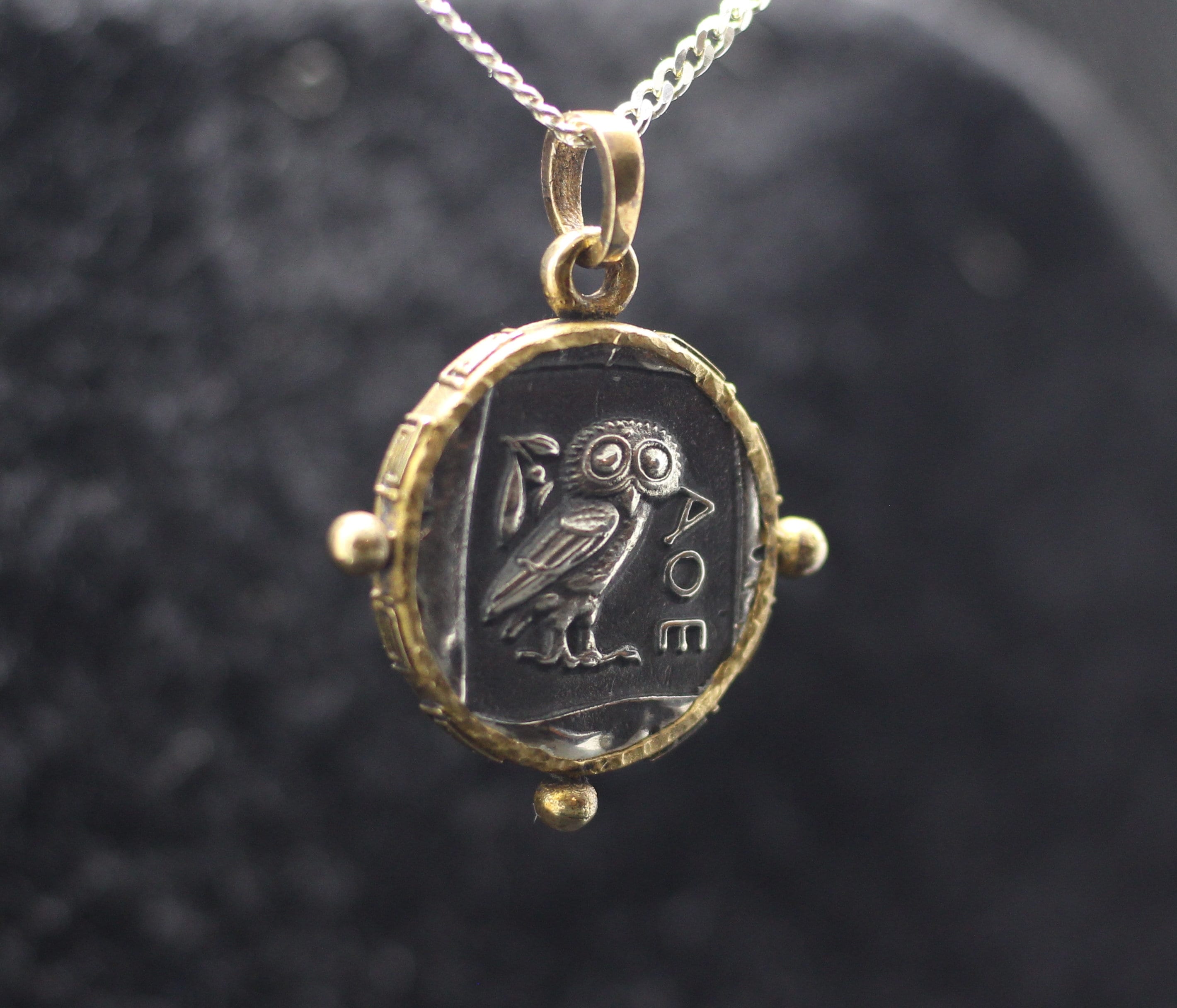 Athena Owl Ancient Tetradrachm coin jewelry pendant. Ancient greece coin pendant. Antiquity athena g