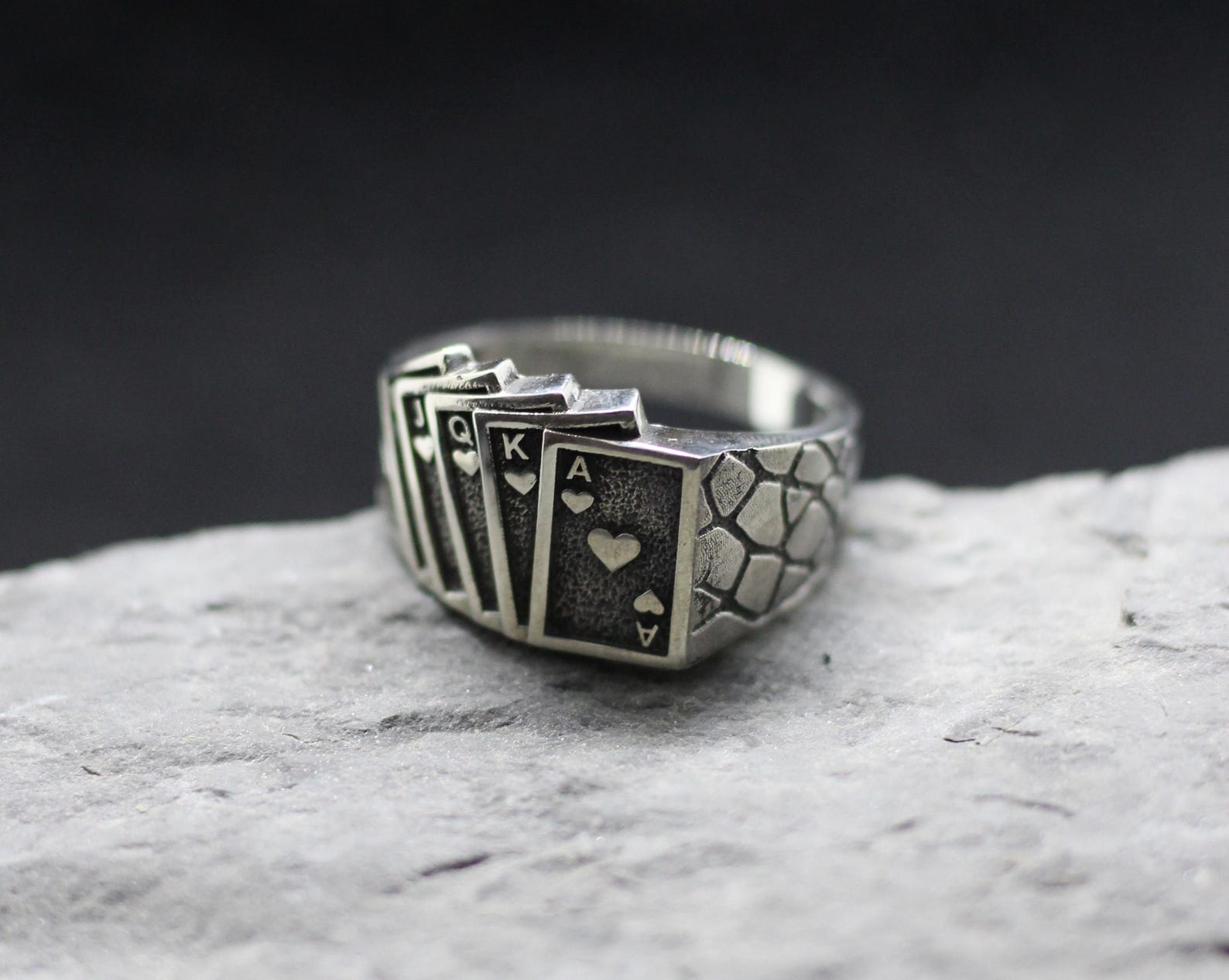 Card Cheat Rings Royal Flush Poker Cards Symbol Jewelry Ring. ANY SIZE. Poker Card ...