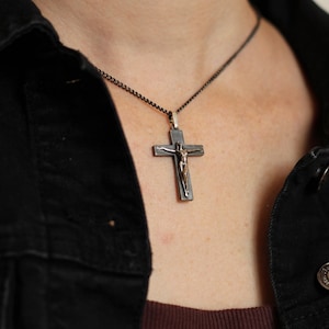Woman on cross jewelry pendant. Female crucifix. Female cross pendant. Power of woman. Woman figure on cross. Woman crucifix handmade silver image 3