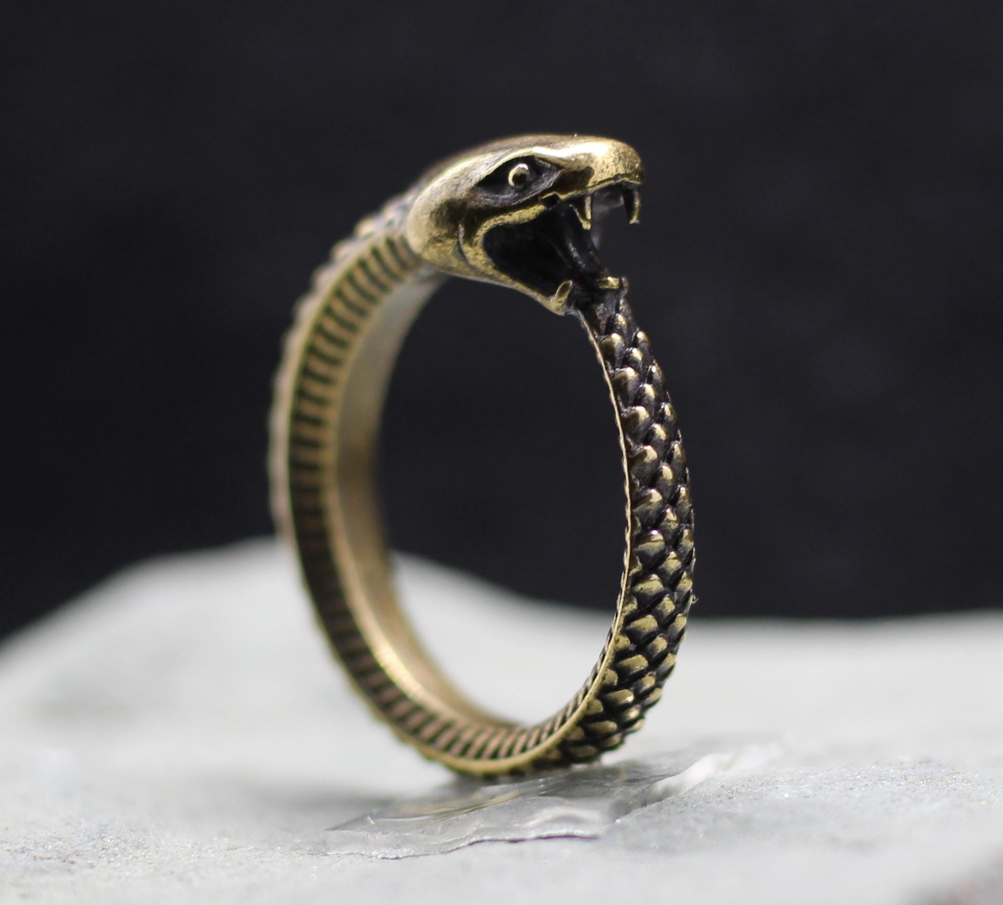 Big Ouroboros Serpent Snake Eating Tale Symbol Jewelry Ring. Ring