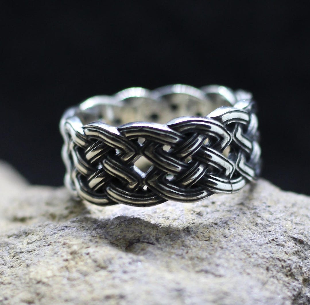 Celtic Curls and Knots Man Size Heavy Silver Ring. North Western Europe ...