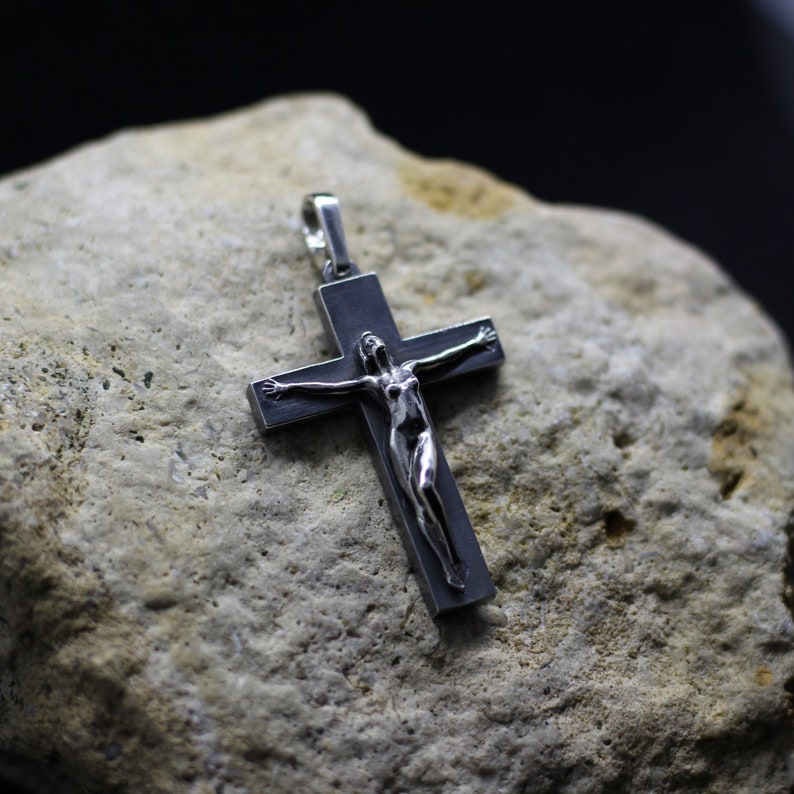 Woman on cross jewelry pendant. Female crucifix. Female cross pendant. Power of woman. Woman figure on cross. Woman crucifix handmade silver image 2