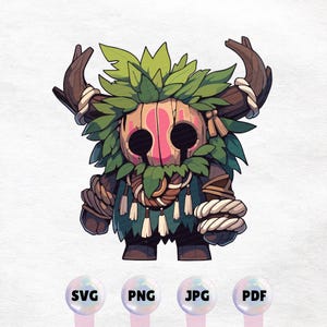 Kawaii Forest Shaman Creature Clipart - High Quality Instant Download PNG, SVG - Commercial Use - Printable Sticker