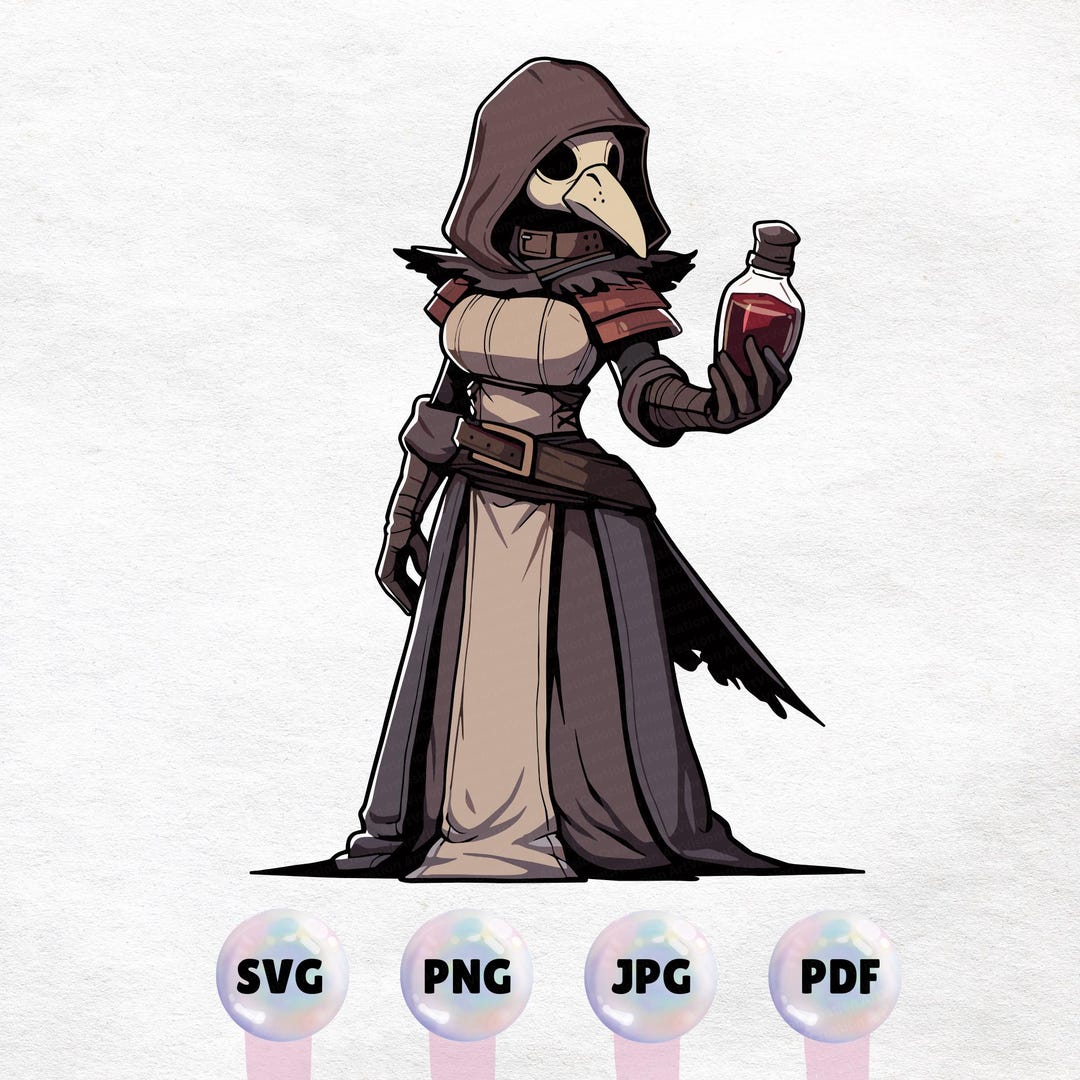 かわいいペスト医師と薬 - 愛らしいファンタジーキャラクターの