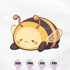 Kawaii Bumblebee Clipart - High Quality Instant Download PNG, SVG - Commercial Use - Printable Sticker