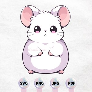 Kawaii Curious Mouse Graphic - Cute Animal Clipart. High Quality Instant Download PNG, SVG, JPG - Printable Design Element