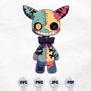 Digital Voodoo Plushie Graphic – Fantasy Creature Illustration in PNG, JPG, SVG,  – Cute and Creepy  Clipart - Printable Sticker