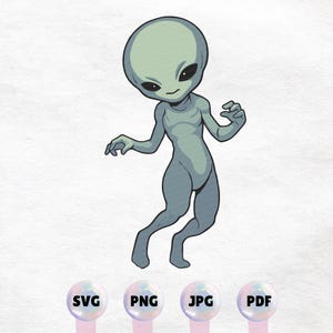 Kawaii Alien Clipart - High Quality Instant Download PNG, SVG - Commercial Use - Printable Sticker