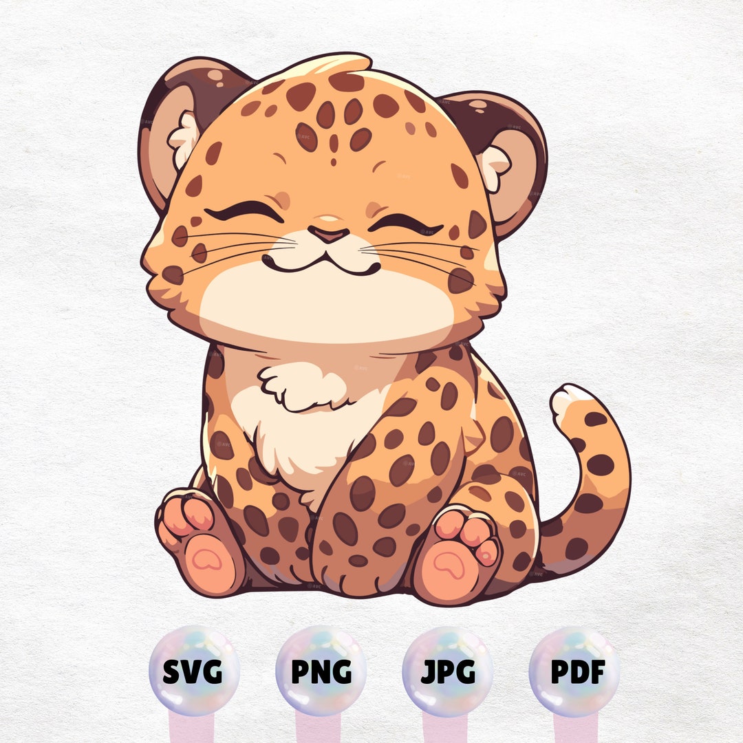 Kawaii Leopard - Cute Clipart. High Quality Instant Download PNG, SVG ...