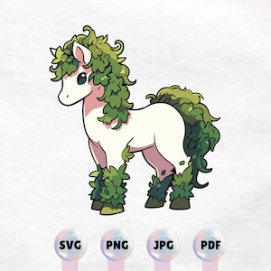 Kawaii Magical Horse Creature Clipart - High Quality Instant Download PNG, SVG - Commercial Use - Printable Sticker