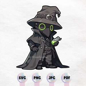 Kawaii Plague Doctor with Potion - Adorable Fantasy Character Illustration - Instant Download