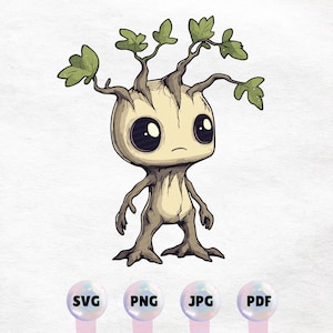 Kawaii Tree Creature Clipart - High Quality Instant Download PNG, SVG - Commercial Use - Printable Sticker