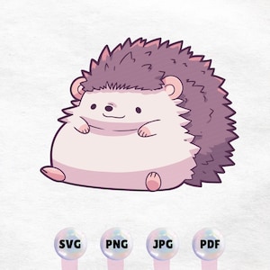 Sticker imprimable hérisson kawaii PNG, SVG, vecteur Clipart mignon - graphique, téléchargement immédiat