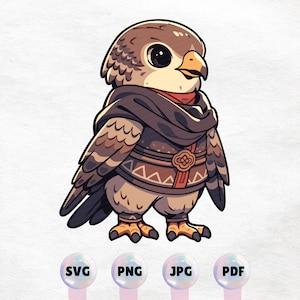 Medieval Falcon Printable Sticker PNG, SVG, Cute Animal Clipart, Instant Download