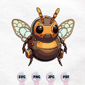 Kawaii Steampunk Bumblebee Clipart - High Quality Instant Download PNG, SVG - Commercial Use - Printable Sticker