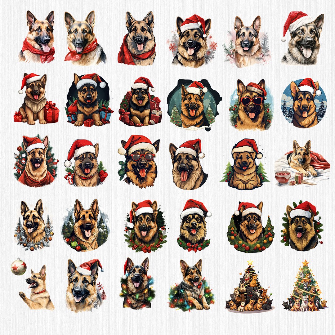 Weihnachten Hund Clipart Bundle Schäferhund Clipart 30 Etsy.de