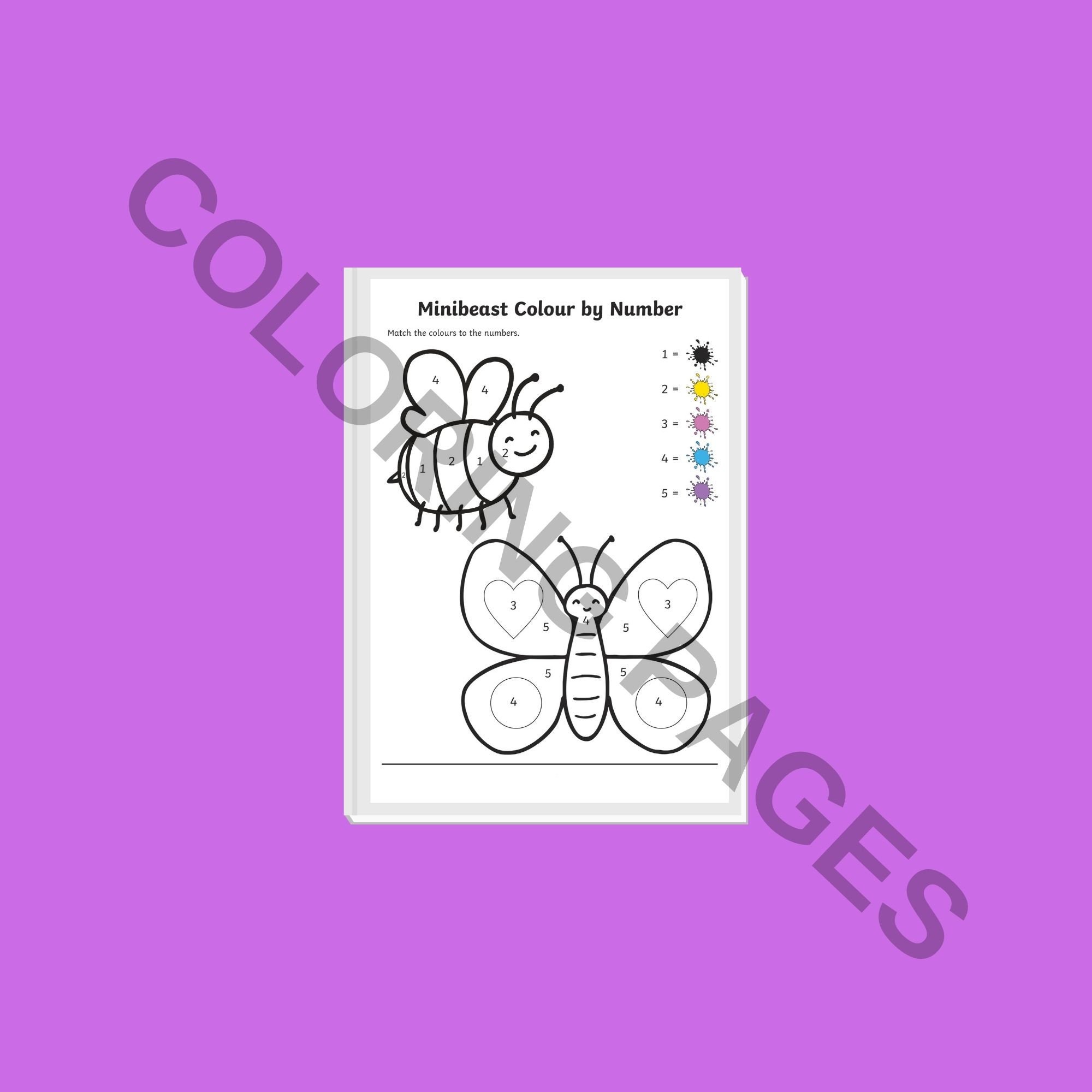Number Coloring Pages School Learning Printable Minibeast Etsy
