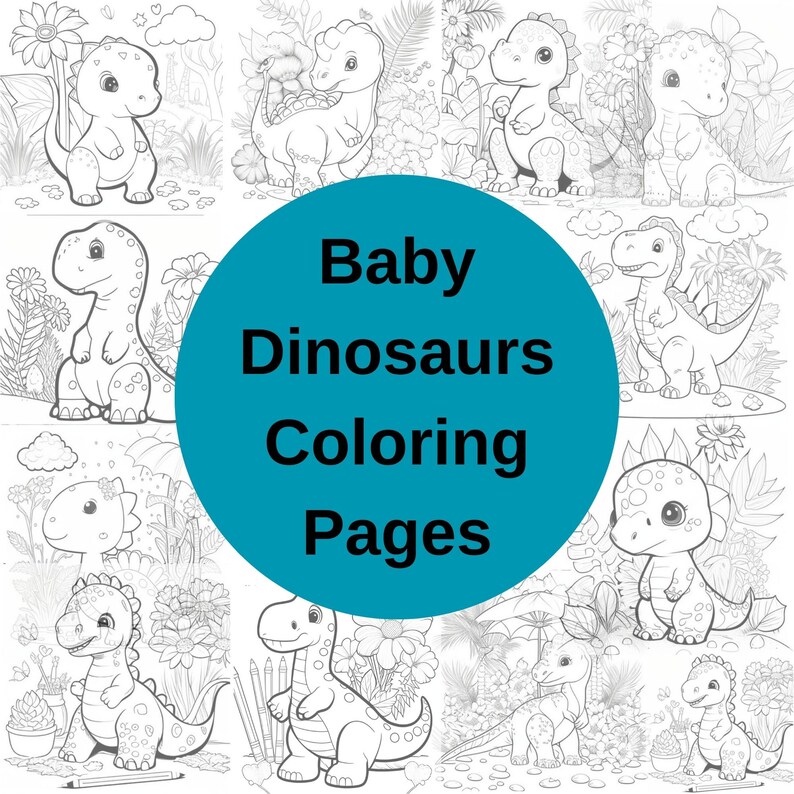 Baby Dinosaurs Coloring Pages Printable Dinosaur Activity - Etsy