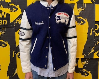 Vintage 1990s Enyce Leather Varsity Jacket / Fall Outerwear