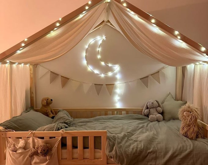 Beige Cabin Bed Canopy / Cabin Bed Veil / Cabin Bed Canvas for ALL ...