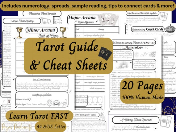 Beginner's Tarot Card Guide: Cheat Sheets & Meanings (PDF) Learn Tarot Fast!