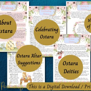 May include: Printable guide to celebrating Ostara, a pagan festival that marks the spring equinox. The guide includes information about the history, deities, and traditions of Ostara, as well as suggestions for creating an altar.