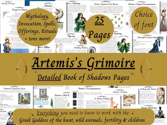 Artemis Grimoire Printable: Greek Goddess Book of Shadows (PDF)