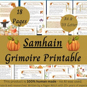 Samhain Grimoire: Pagan Sabbat Witch Book of Shadows Pages (PDF) Inc. Halloween Ritual image 1