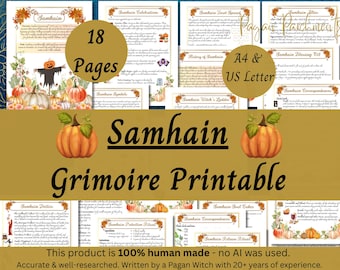 Samhain Grimoire: Pagan Sabbat Witch Book of Shadows Pages (PDF) Inc. Halloween Ritual