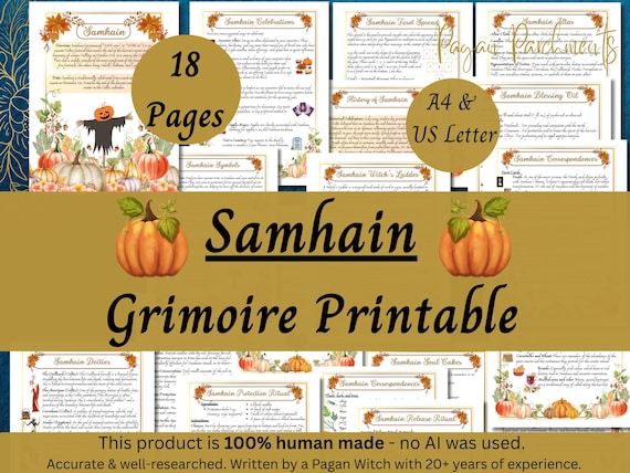 Samhain Grimoire: Pagan Sabbat Witch Book of Shadows Pages (PDF) Inc. Halloween Ritual
