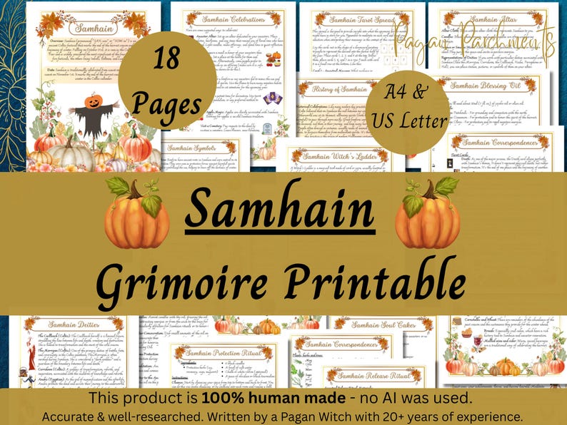 Samhain Grimoire: Pagan Sabbat Witch Book of Shadows Pages (PDF) Inc. Halloween Ritual image 1