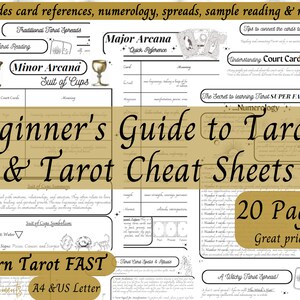 Tarot Card Cheat Sheets Beginner Tarot Cards Complete Guide - Etsy