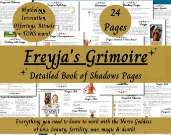 Freyja Grimoire Printable, A Guide to Working with Norse Goddess Freya, Witch Book of Shadows Pages, Pagan Deity Work, Heathen, Ásatrú