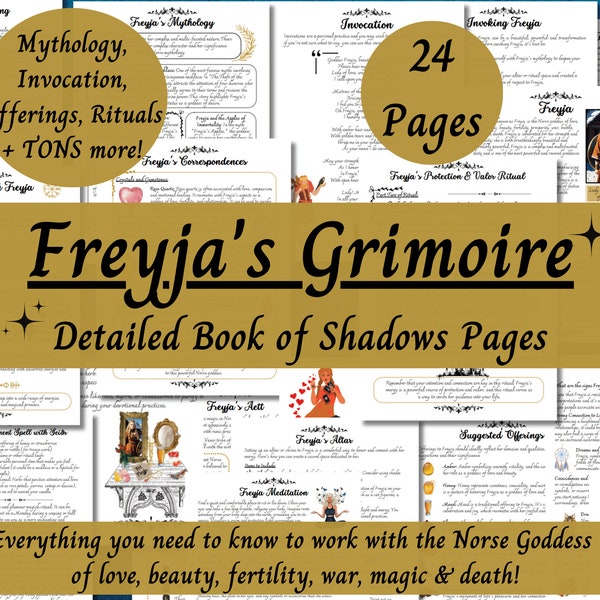 Freyja Grimoire Printable, Eine Anleitung zum Arbeiten mit der nordischen Göttin Freya, Hexenbuch der Schatten Seiten, Arbeit mit Paganen Gottheiten, Heiden, Ásatrú