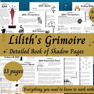 Lilith Grimoire Printable, A Guide to Working with the Dark Goddess Lilith, Witch Book of Shadows Pages, Deity Devotional PDF