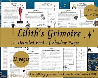 Lilith Grimoire Imprimable, Un guide pour travailler avec la déesse sombre Lilith, Witch Book of Shadows Pages, Deity Devotional PDF