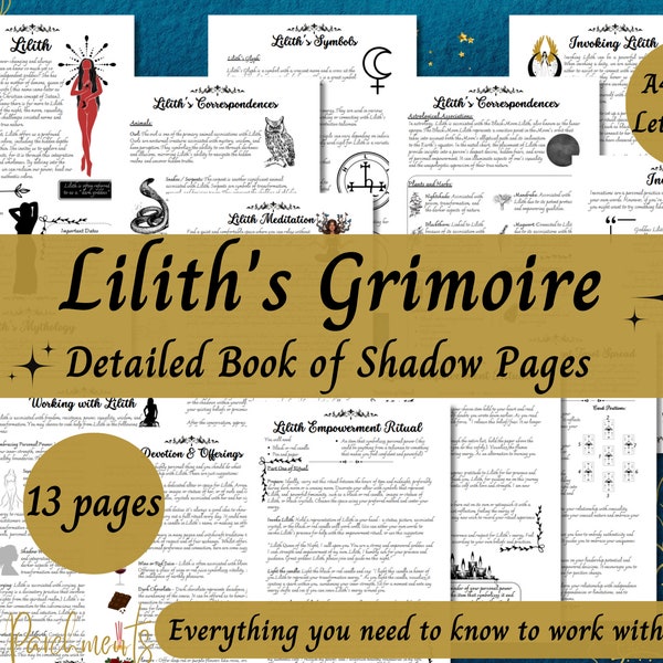 Lilith Grimoire Printable, A Guide to Working with the Dark Goddess Lilith, Witch Book of Shadows Pages, Deity Devotional PDF