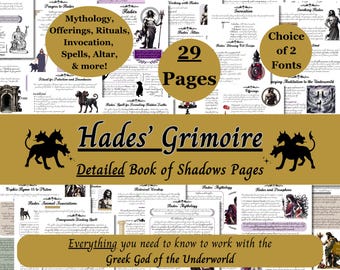 Hades Grimoire Printable: Greek God of the Underworld Book of Shadows (PDF)