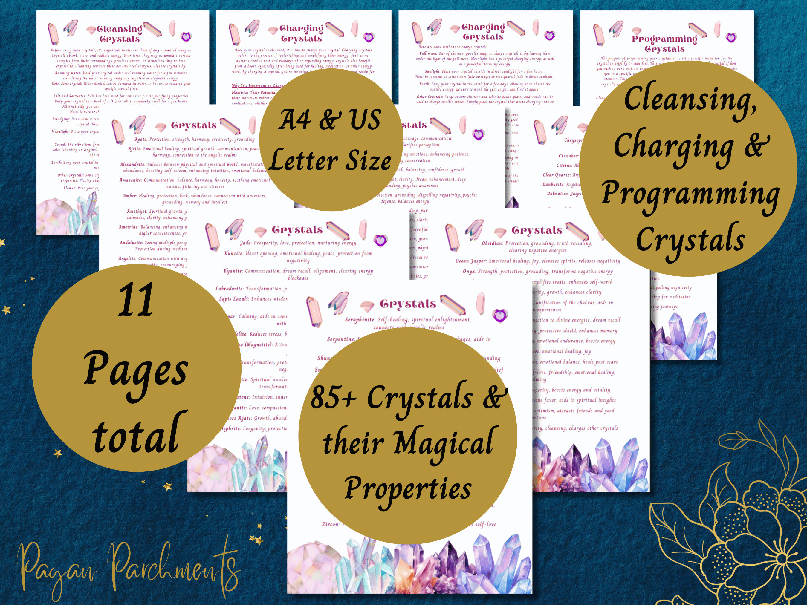 Printable Crystal Guide &amp; Quick Reference Magical Properties List of 88 ...