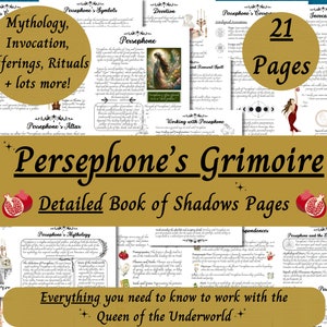Persephone Grimoire Printable, Greek Goddess Mythology, Witch Book of Shadows Pages, Pagan Deity Work, Hellenism, Queen of the Underworld