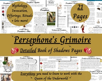 Persephone Grimoire druckbare, griechische Göttin Mythologie, Hexenbuch der Schatten Seiten, heidnische Gottheit Arbeit, Hellenismus, Königin der Unterwelt