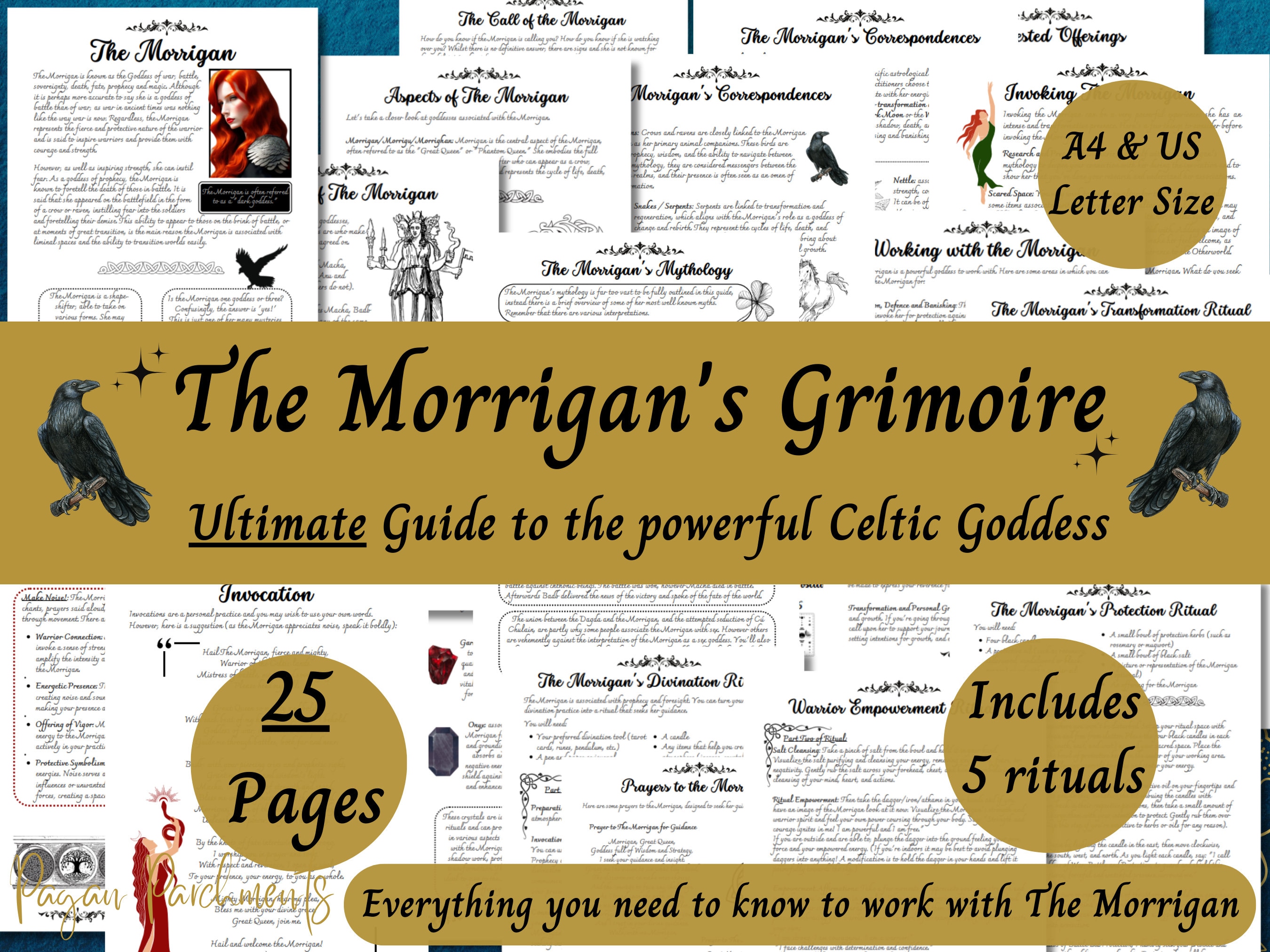 The Morrigan Grimoire Printable, Ultimate Guide to Working with the Celtic Goddess, Witch Book of Shadows, Pagan, Druid Deity Devotional PDF