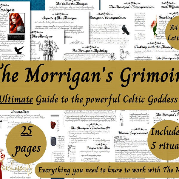 The Morrigan Grimoire Printable, Ultimate Guide to Working with the Celtic Goddess, Witch Book of Shadows, Pagan, Druid Deity Devotional PDF