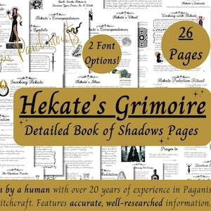 Hekate Grimoire Printable: Work with the Greek Goddess of Witches, Hecate Book of Shadows (PDF)