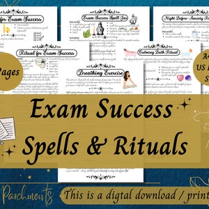 Exam Success Spells & Rituals, Printable Grimoire Pages, Release Anxiety Ritual, Exam Spell Instructions, Manifest Success PDF Guide