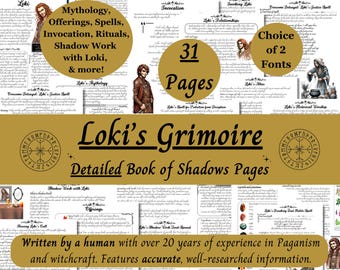 Loki Grimoire Printable, A Guide to Working with the Norse God of Mischief, Witch Book of Shadows Pages, Pagan Deity Work, Heathen, Ásatrú